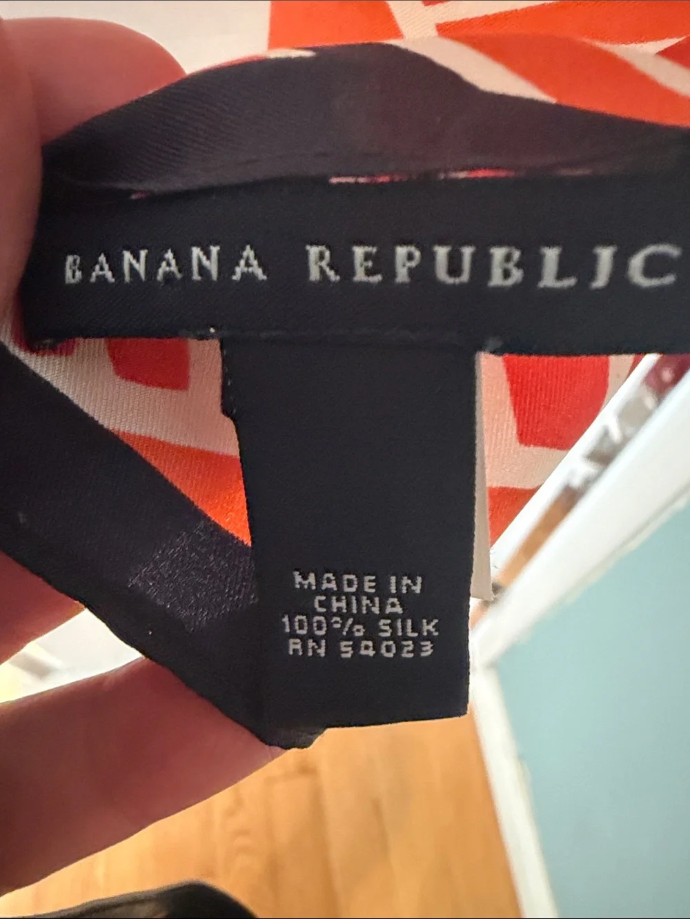 Banana Republic Orange & Black Striped Silk Scarf